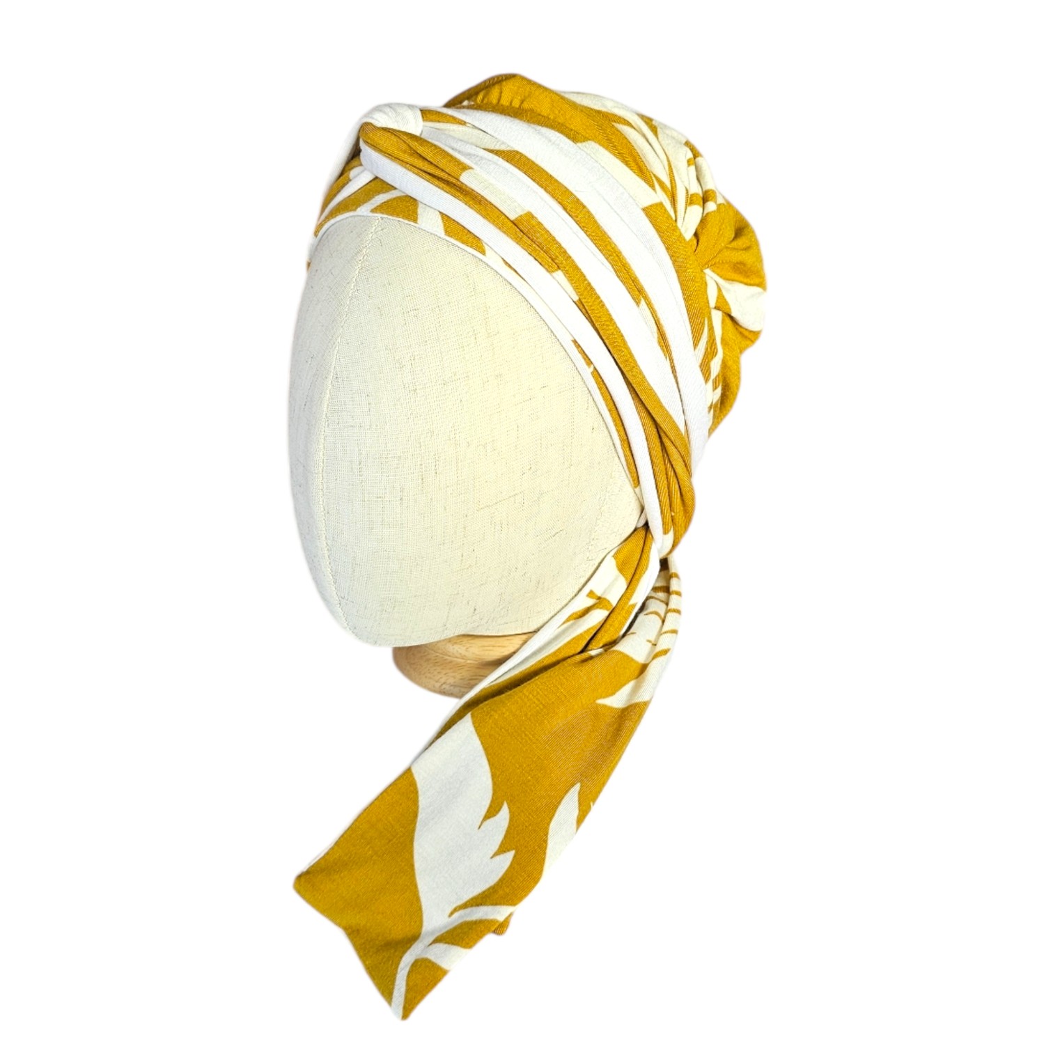 turbante bicolor oncologico mostaza