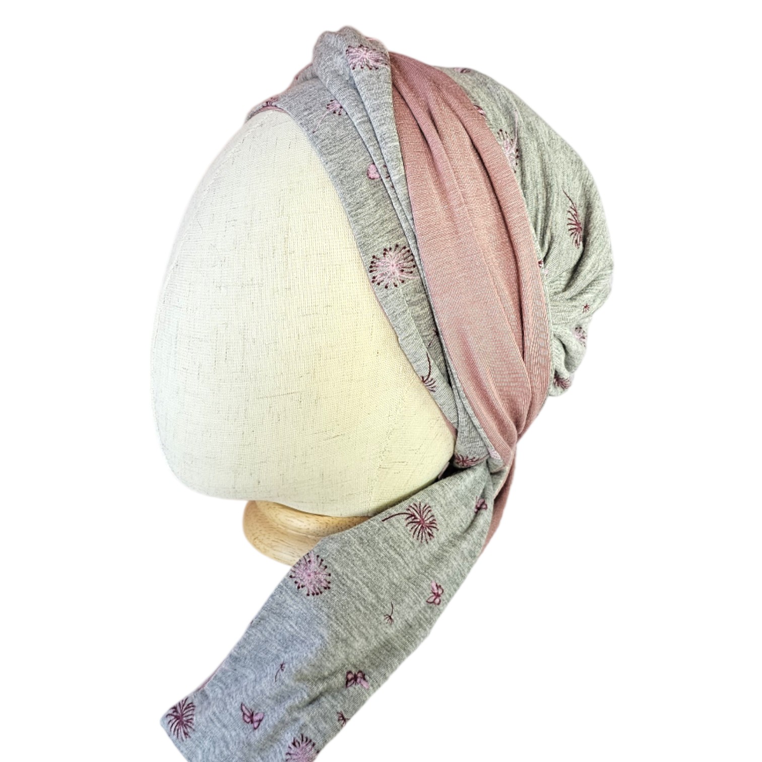 turbante tipo pañoleta fácil de anudar para quimioterapia