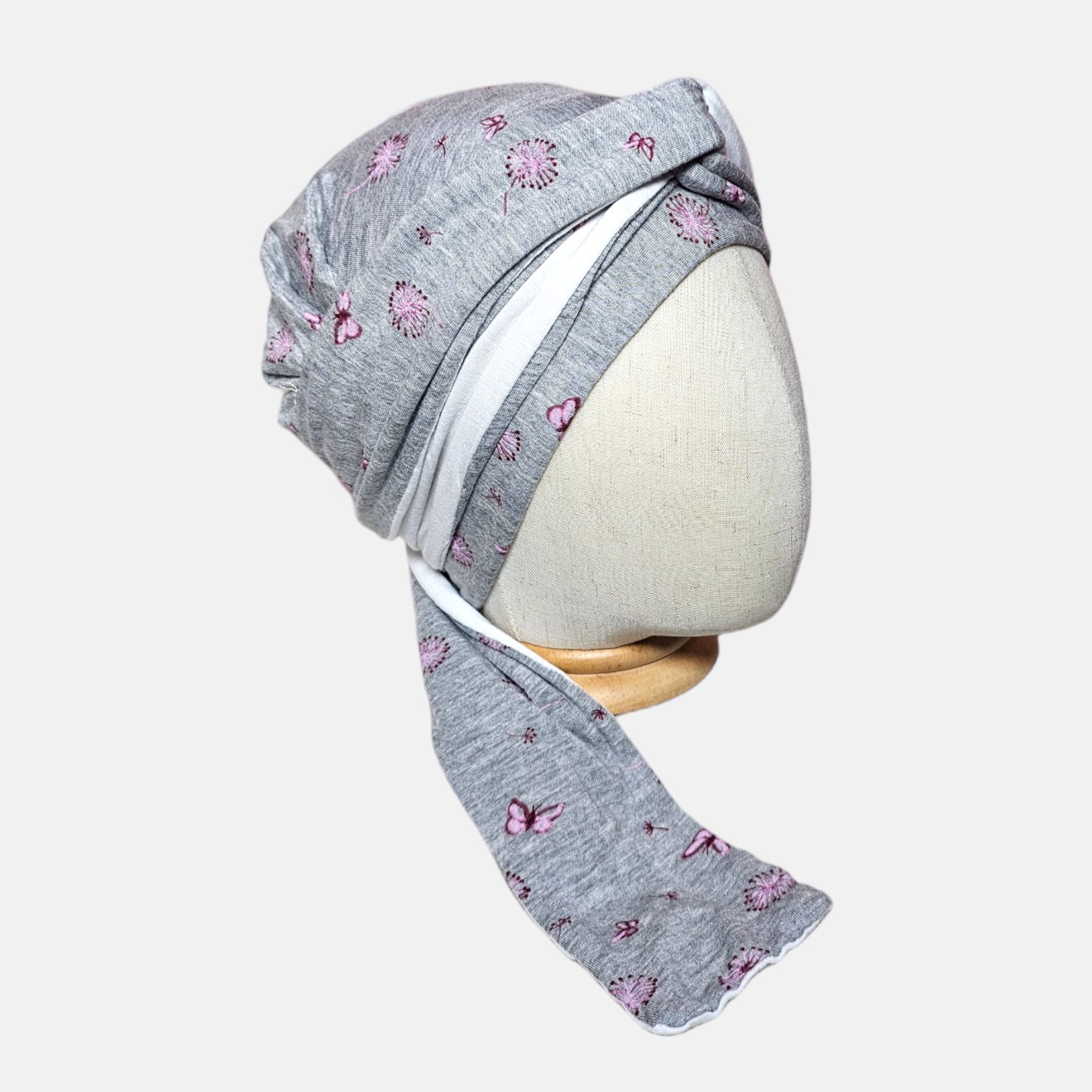 turbante alopecia gris doble faz